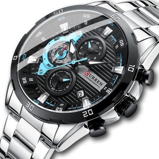 Curren Orologio da polso da uomo, al quarzo, analogico, stile militare, sportivo, nero, cinturino in pelle 8301, Nero grigio, Cinturino Curren Orologio da polso da uomo, al quarzo, analogico, stile militare, sportivo, nero, cinturino in pelle 8301, Nero grigio, Cinturino