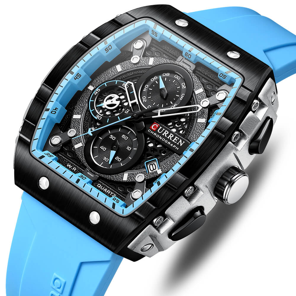 CURREN Orologio Uomo Multifuso Orario E Data – Quadrante 48mm, Acciaio Color Oro, Movimento Giapponese