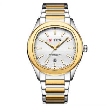 CURREN 8360 Orologio da Polso da Uomo di Lusso al Quarzo in Acciaio Inossidabile Dorato Impermeabile Business Casual con Display Data