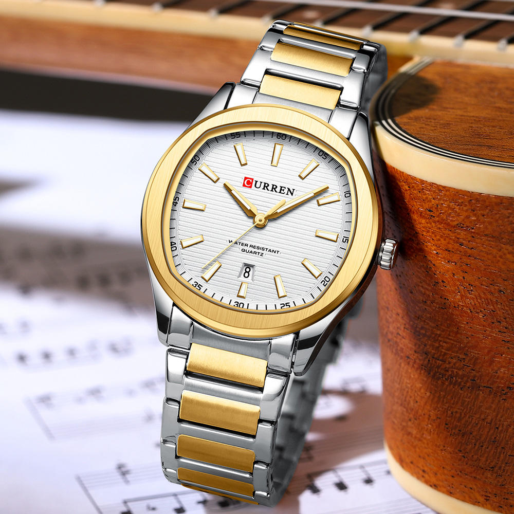 Curren Orologio Da Uomo Multifuso Orario – Quarzo Giapponese, Cassa 48mm, Bracciale Acciaio, Colore Oro, Impermeabile 3 Bar